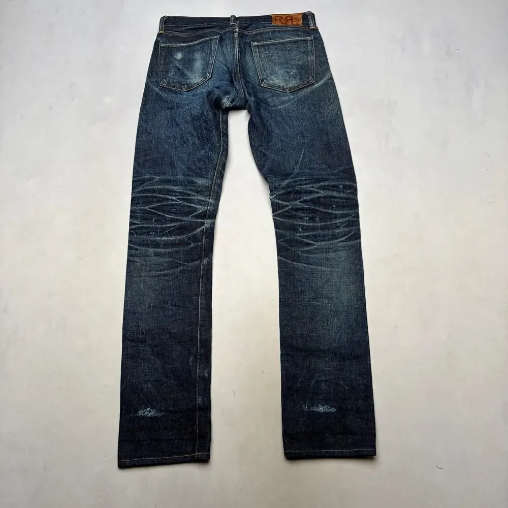 RRL Double RL Slim Fit Japan Woven Selvedge Denim Jeans Men's 30x34 Whiskering